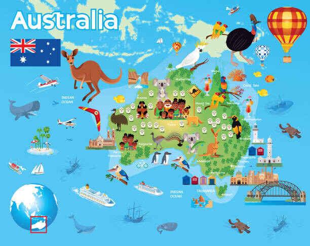 drmakkoy Plakát, Obraz - Australia Travel Map, drmakkoy, 40 × 30 cm
