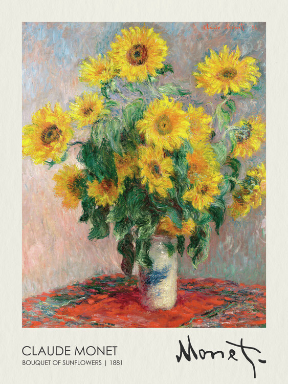 Claude Monet Plakát, Obraz - Bouquet of Sunflowers (1881), Claude Monet, 30 × 40 cm