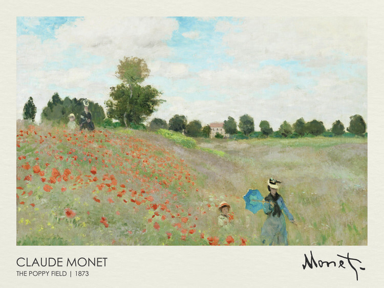 Claude Monet Plakát, Obraz - The Poppy Field near Argenteuil (1873), Claude Monet, 40 × 30 cm