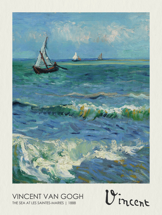 Vincent van Gogh Plakát, Obraz - The Sea at Les Saintes-Maries-de-la-Mer (1888), Vincent van Gogh, 30 × 40 cm