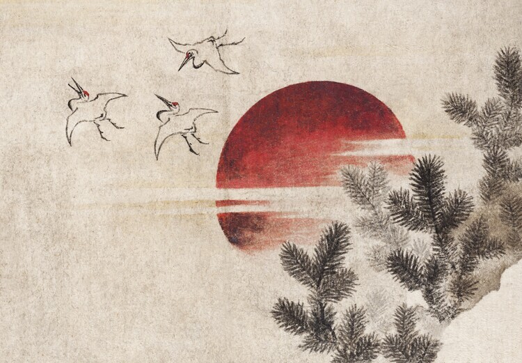 Katsushika Hokusai Plakát, Obraz - Birds and sunset (1814), Katsushika Hokusai, 40 × 26.7 cm