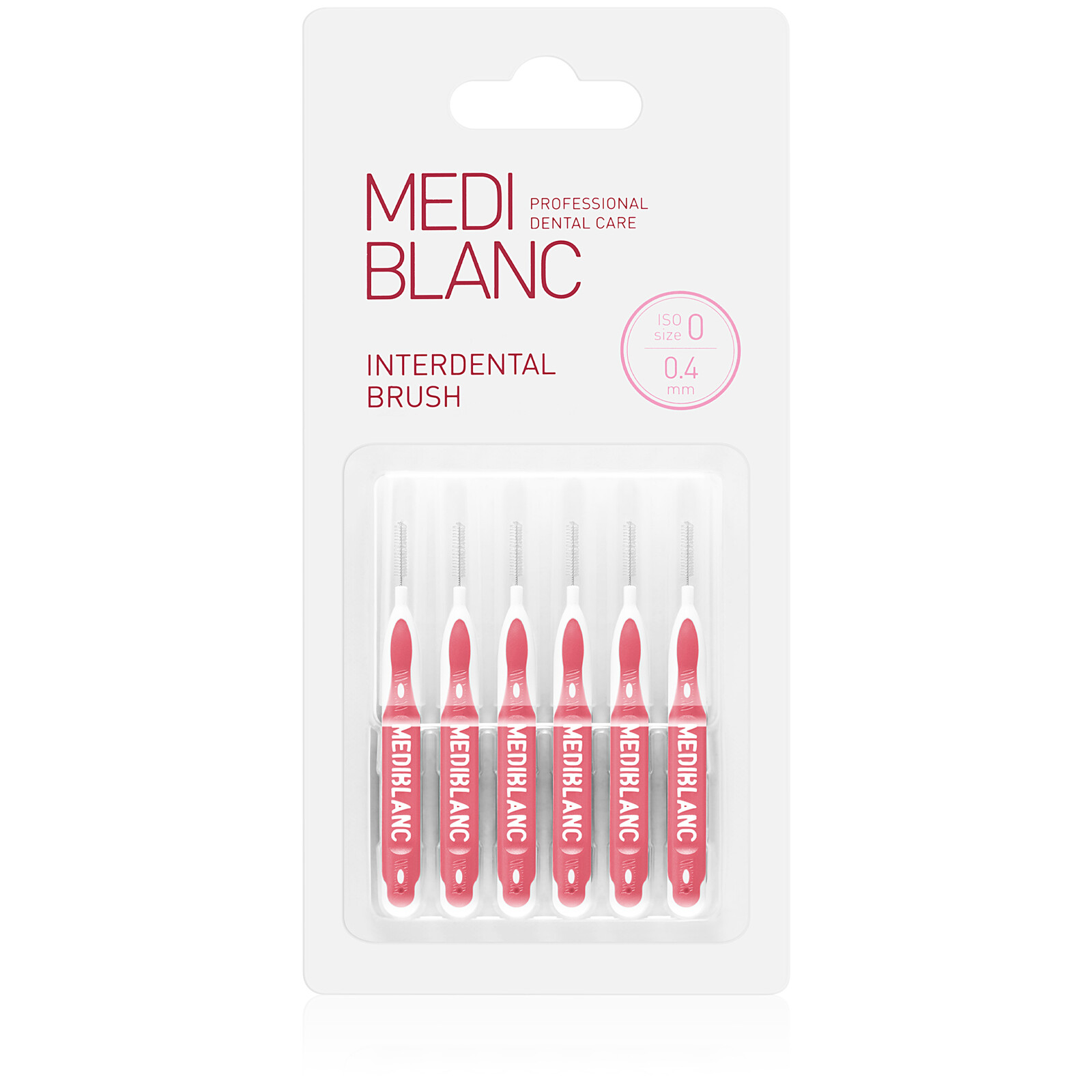 Mezizubní kartáček tvaru I 0,4 mm růžový Mediblanc - 6 ks