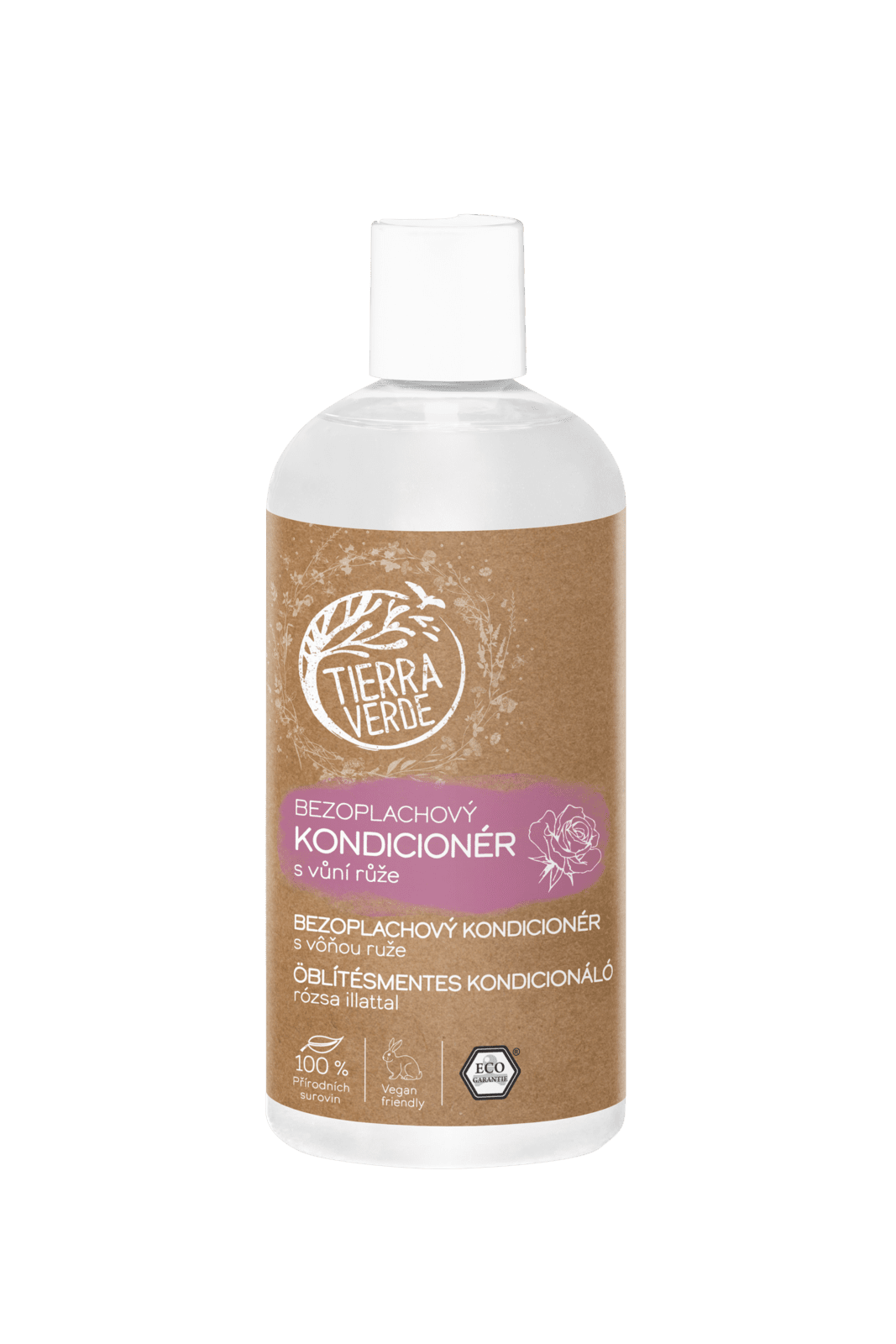 Tierra Verde Bezoplachový kondicionér s vůní růže 500 ml (refill) - na mokré i suché vlasy