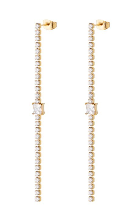 Liu Jo Visací pozlacené náušnice s krystaly LJ3035