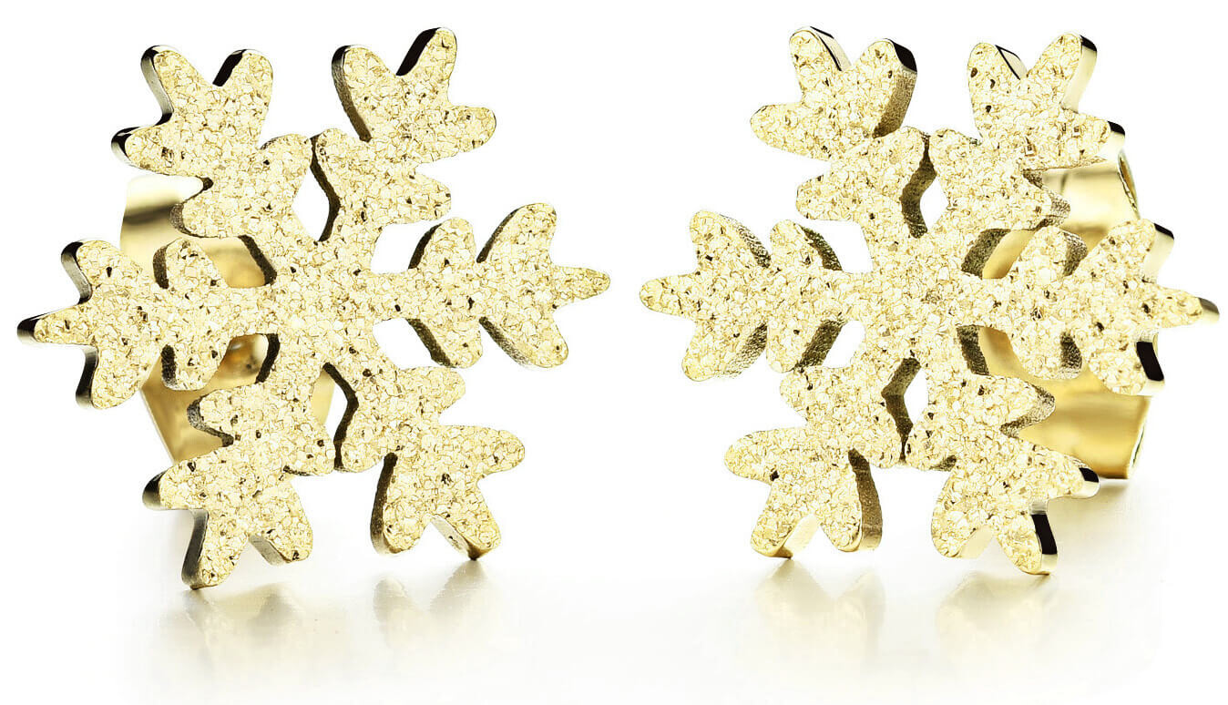 Troli Třpytivé pozlacené náušnice Sněhová vločka KE-013