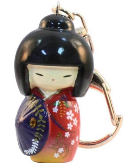 Klíčenka panenka Kokeshi Kasa Red