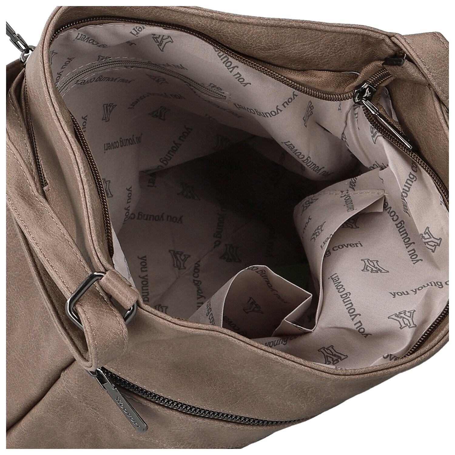 Stylová dámská koženková crossbody kabelka Olbba, taupe