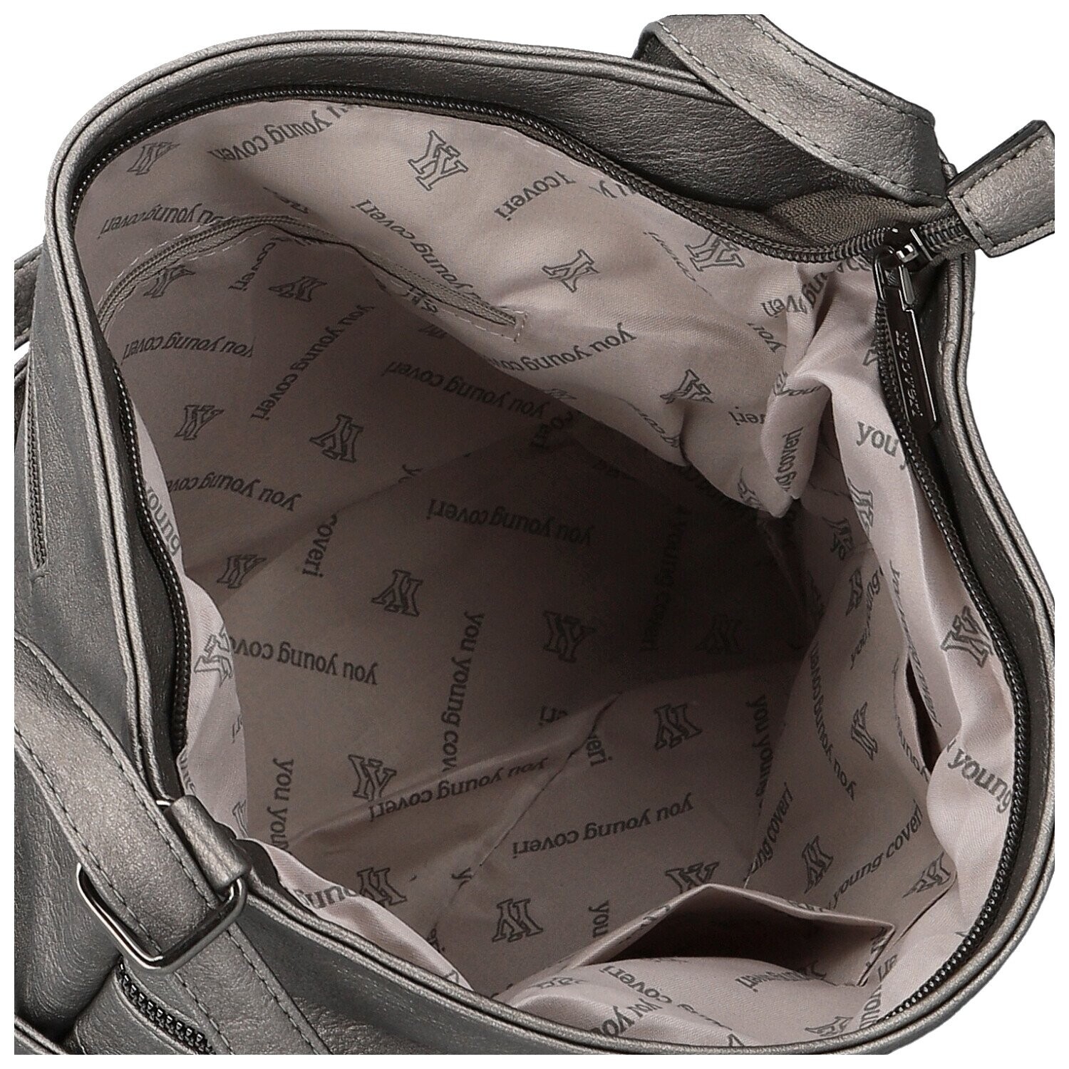 Stylová dámská koženková crossbody kabelka Olbba, stříbrná