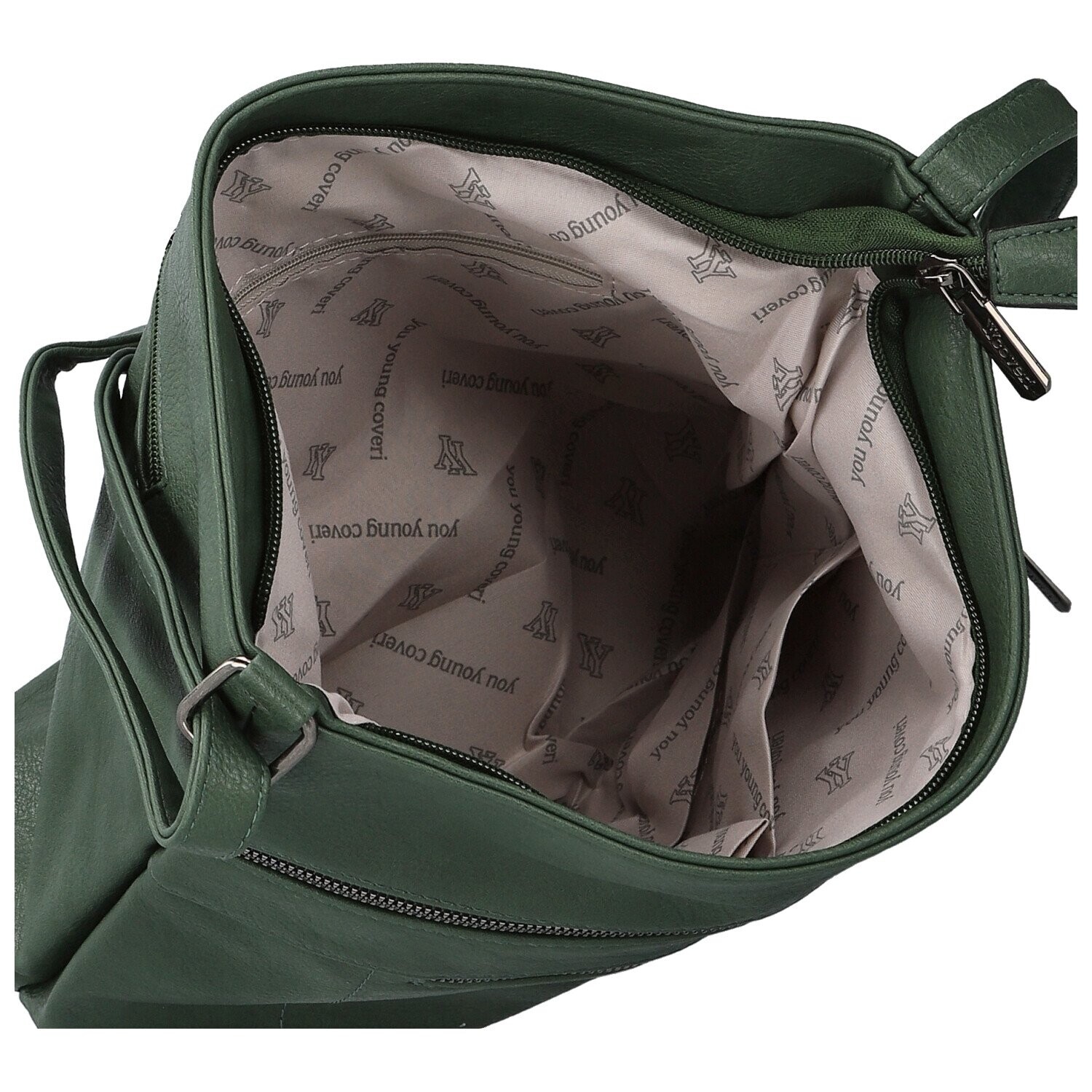 Stylová dámská koženková crossbody kabelka Olbba, tmavě zelená