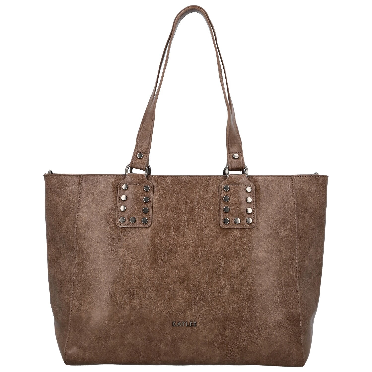 Módní dámská koženková kabelka na rameno Kleantis, khaki