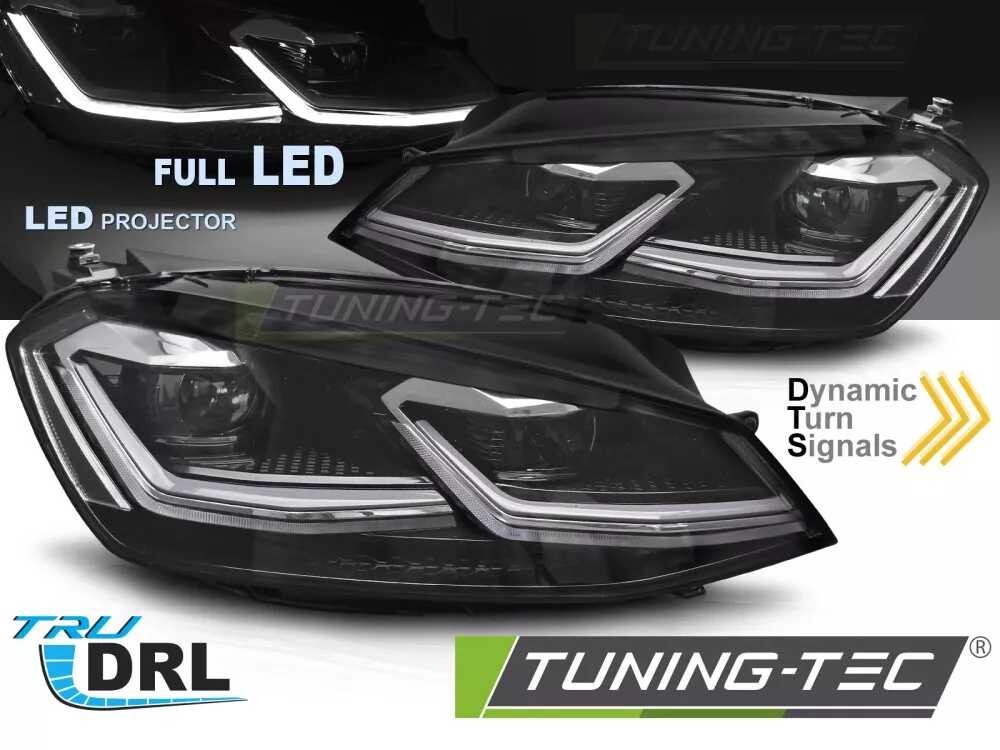 PLNÉ LED SVĚTLOMETY S STŘÍBRNÝMI DENNÍMI SVĚTLY PRO VW GOLF 7 11/12-17
