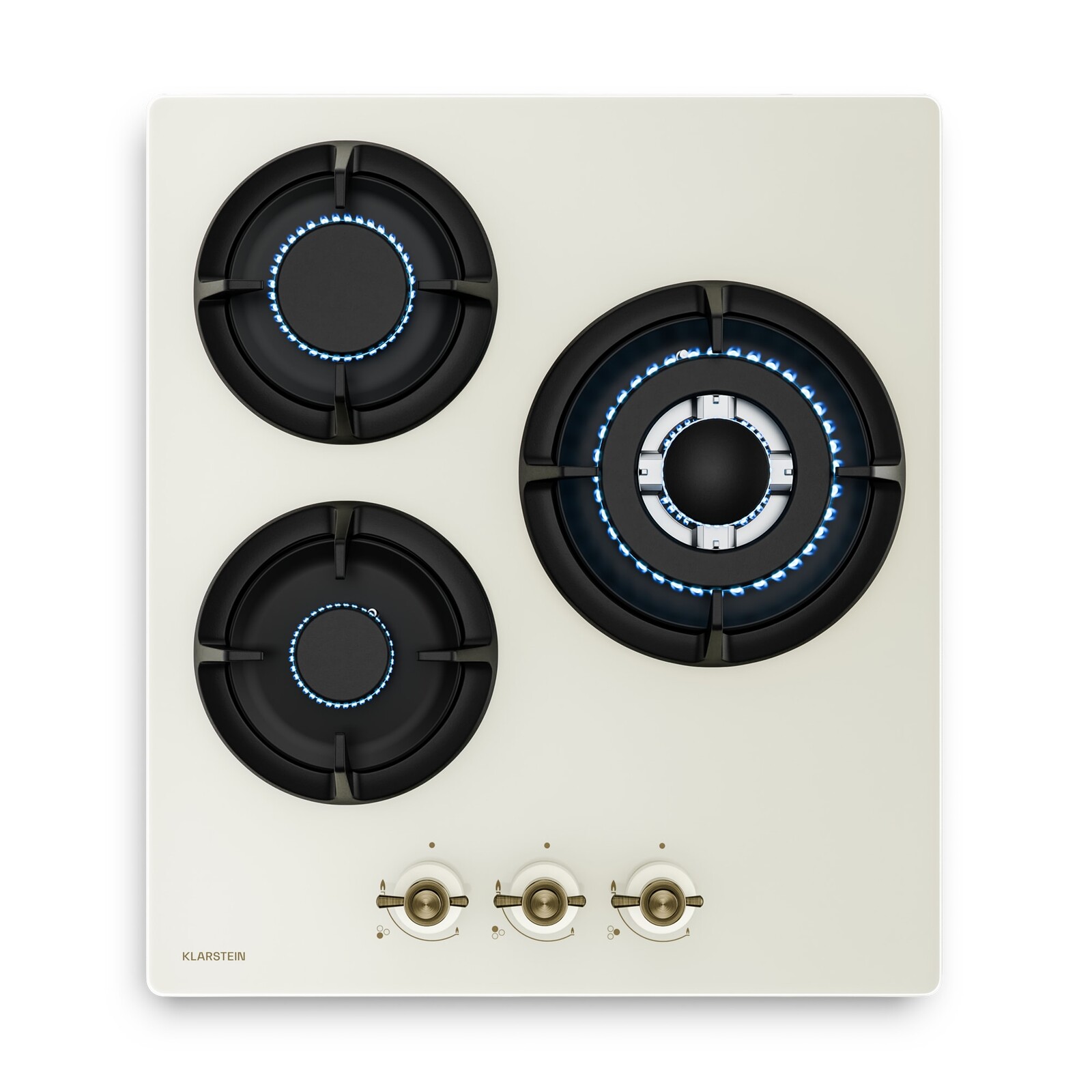 Klarstein Victoria plynová varná deska | 3 hliníkové hořáky | kompatibilní se zemním plynem a LPG | 6050 W | 45 cm