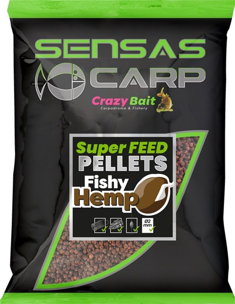 Sensas Pelety Super Feed Fishy Hemp 650g - 2mm
