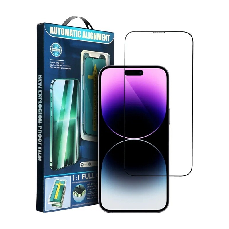 Screen Glass Apple iPhone 16 PRO, 17, 17 PRO 5D Full Glue zaoblené s aplikátorem černé 1036380