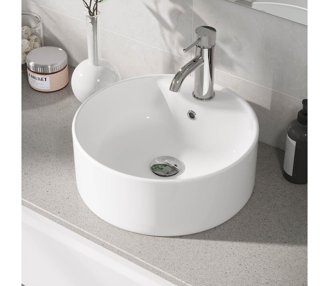 BATH DELUXE 06-038-09-11-00 - Umyvadlo na desku VIKEDAL pr. 38 cm keramika/bílá 06-038-09-11-00