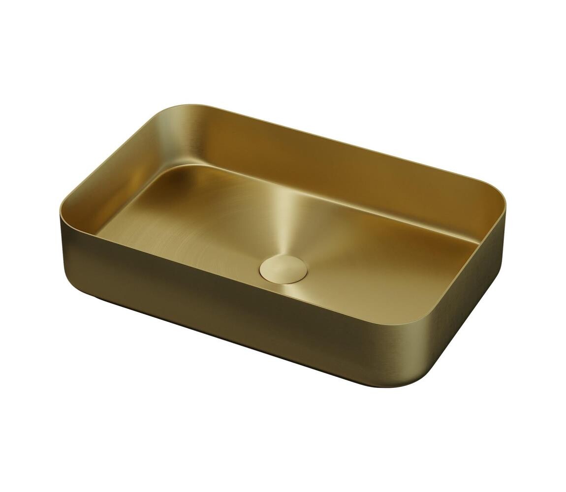 BATH DELUXE 06-052-18-70-00 - Umyvadlo na desku LJORDAL 52x34 cm ocel/mosaz 06-052-18-70-00