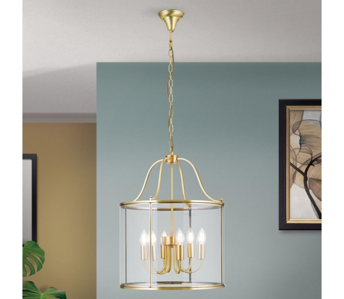 Orion - Lustr na řetězu BRUNO 6xE14/40W/230V pr. 43 cm zlatá HL 6-1678/6 bronze