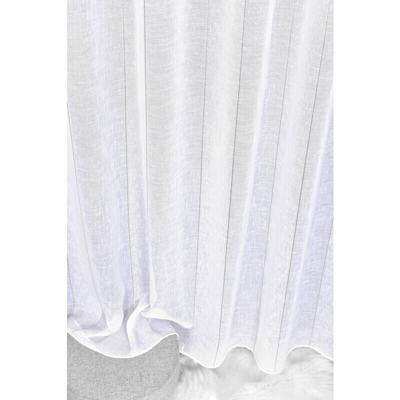 Záclona markizeta, Pruhy lurex stříbrný, bílá 150 cm