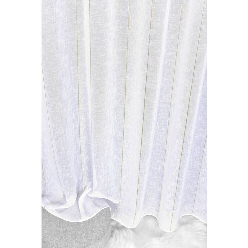 Záclona markizeta, Pruhy lurex zlatý, bílá 150 cm