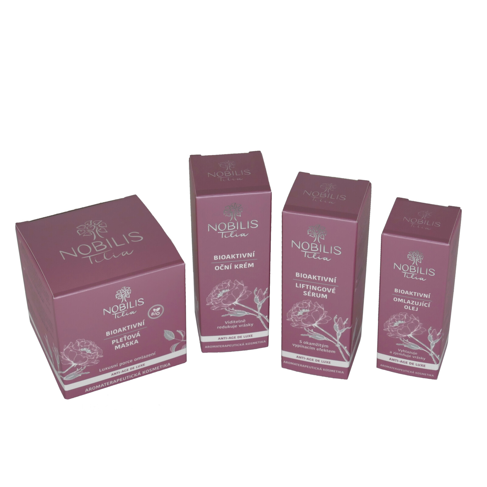 Luxusní Bioaktivní sada Nobilis Tilia Anti-Age - omlazující olej, oční krém, liftingové sérum, maska