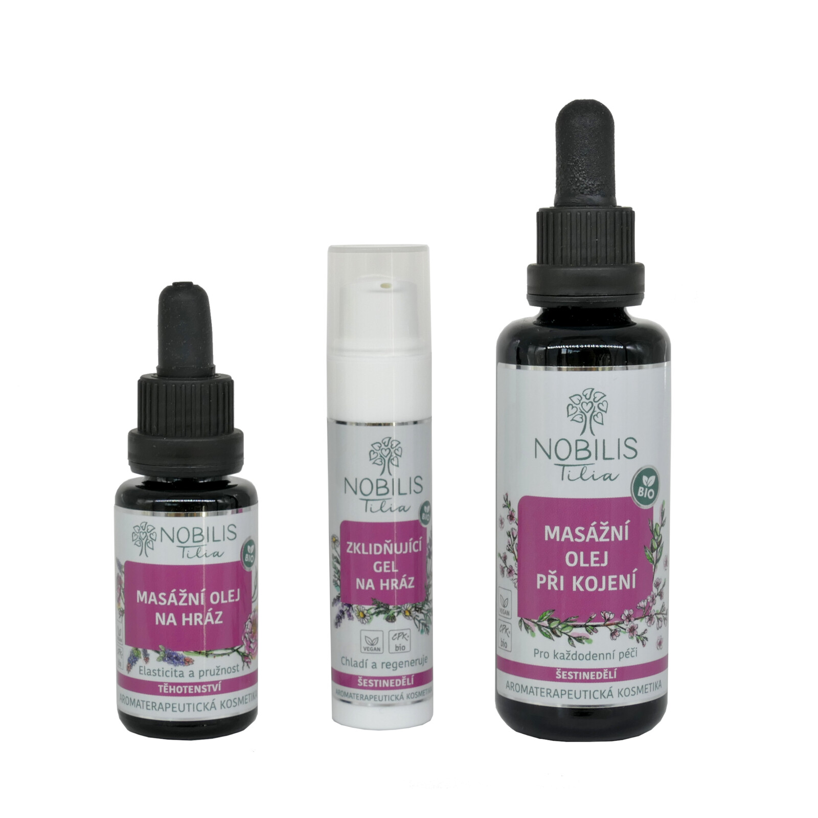 Sada péče o těhotné Nobilis - zklidňující oleje na hráz, olej při kojení