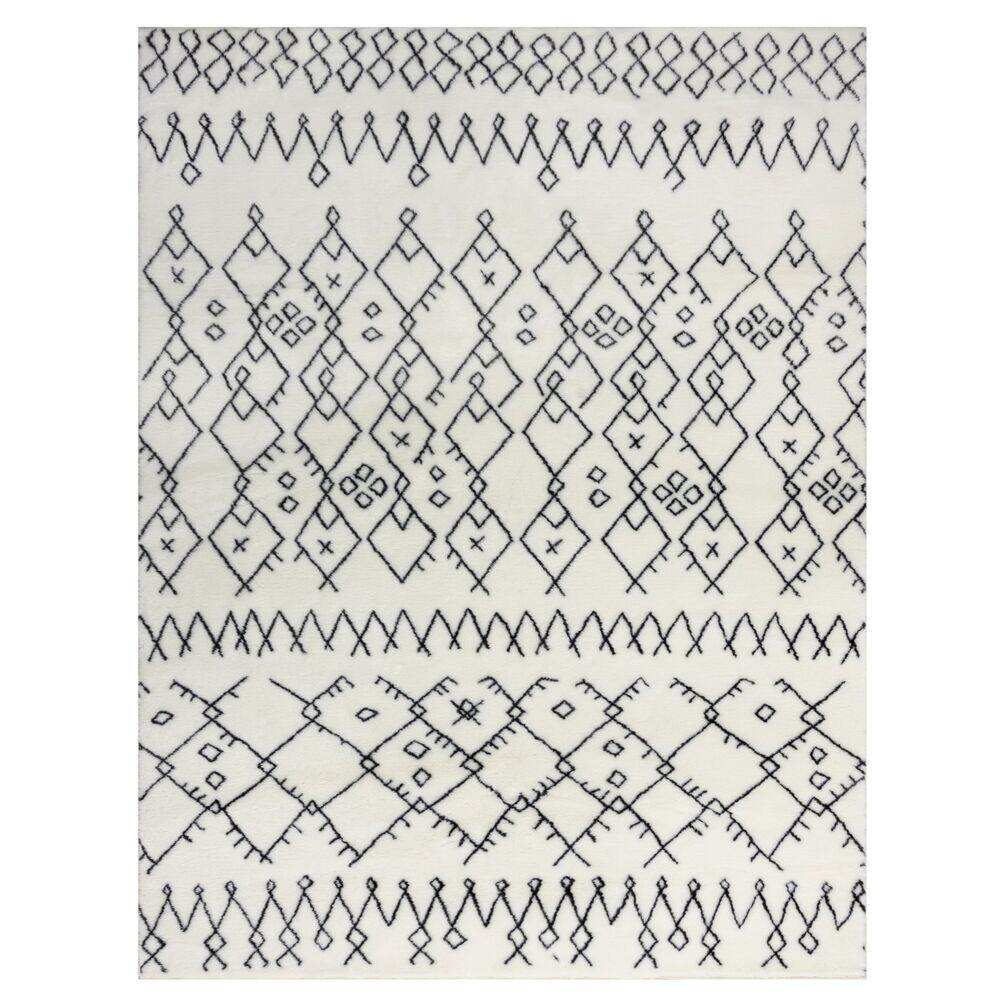 Kusový koberec Furber Adil Fur Berber Ivory/Black, 120x170, bílá, dětský pokoj, Flair Rugs