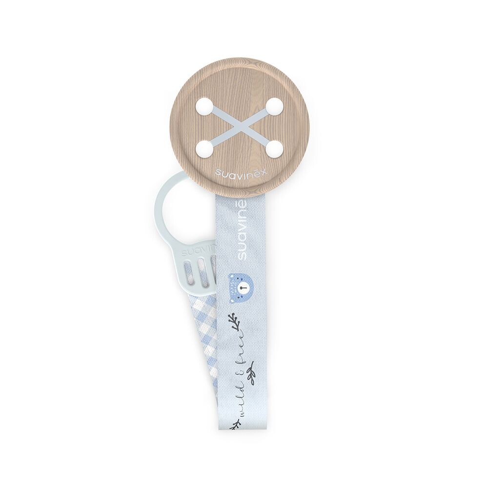 SUAVINEX Klip na dudlík se stuhou WILD & FREE - modrý