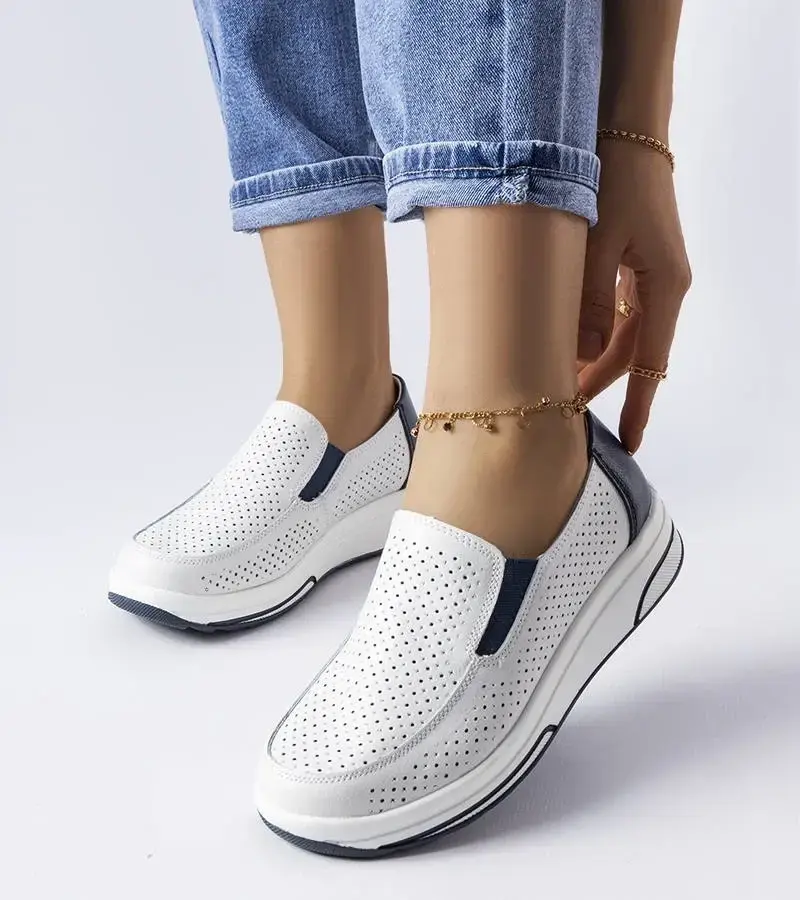 Bílé kožené slip-on boty Gemre Aiglentina