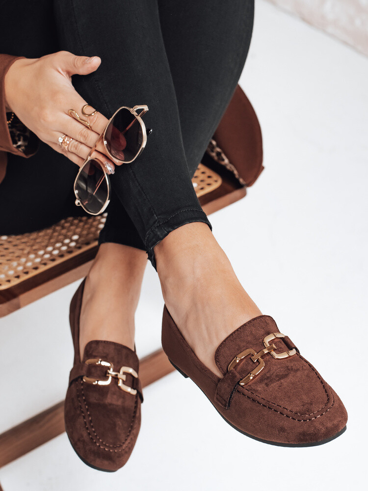 Dámské hnědé mokasíny s ozdobou