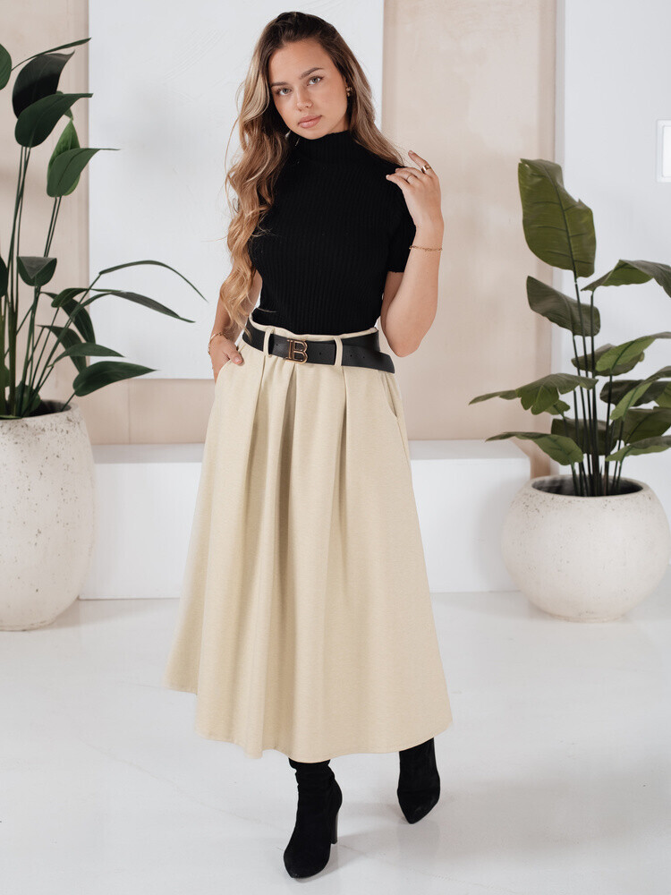 Midi sukně ve světle béžové barvě