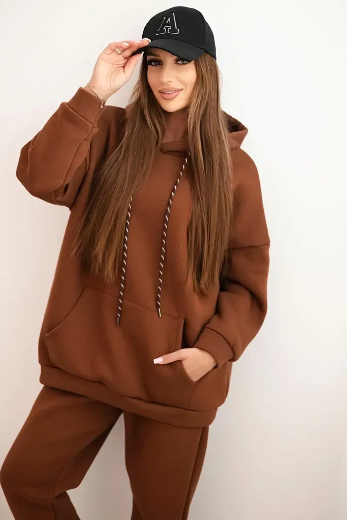 Dámská tepláková souprava s kapucí camel