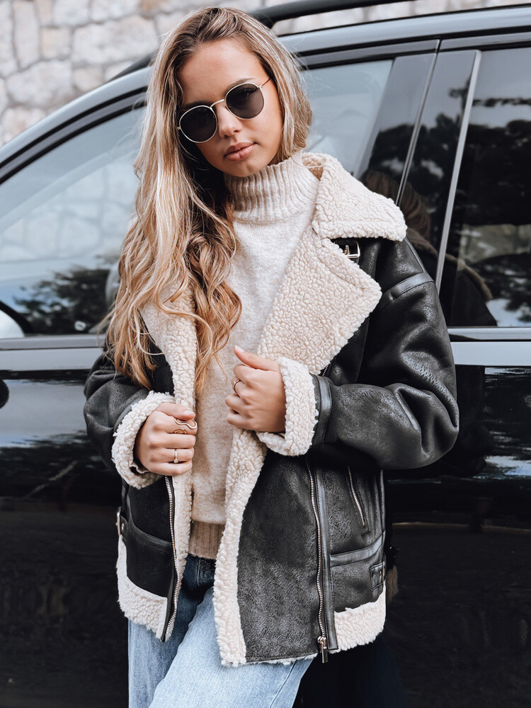 Dámská kožená bunda s kožešinou
