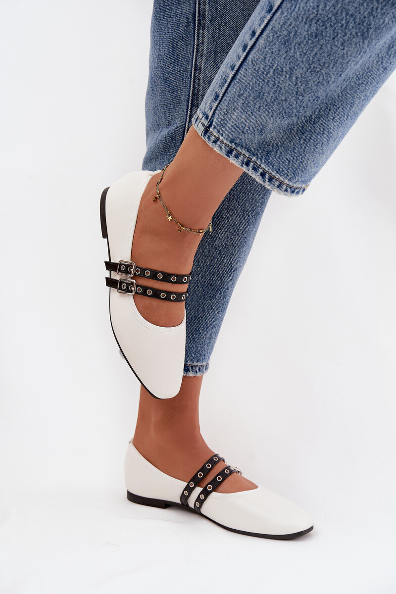 Baleríny s řemínky Deliora bílé