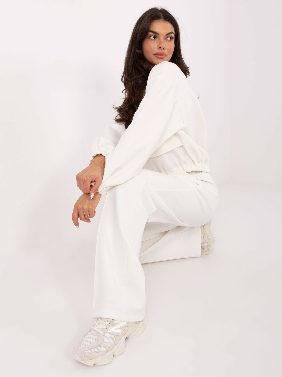 Dámské jednobarevné kalhoty ecru