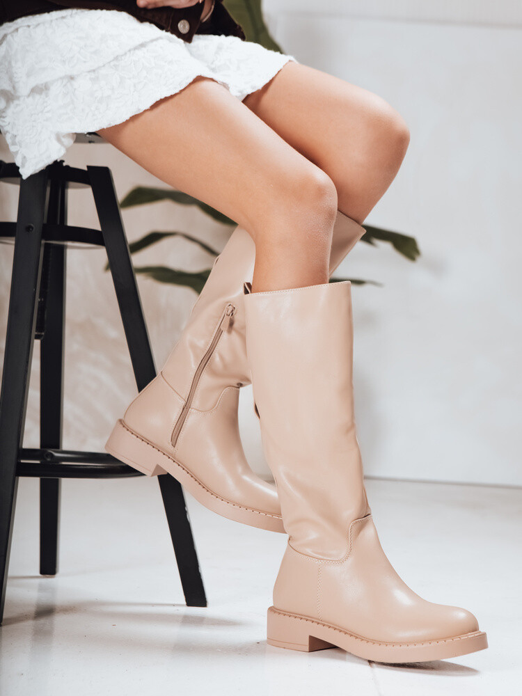 Béžové holínky bez podpatku