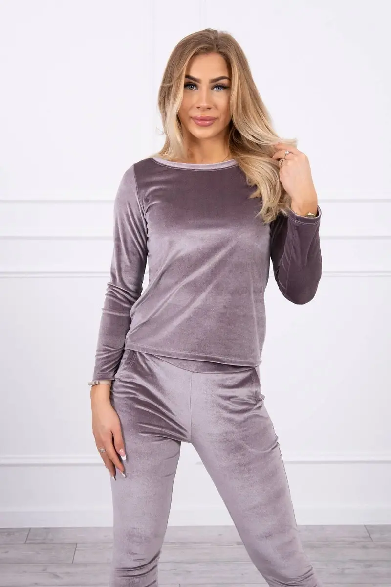 Kesi Velurová souprava s řasením na zadní straně šedá