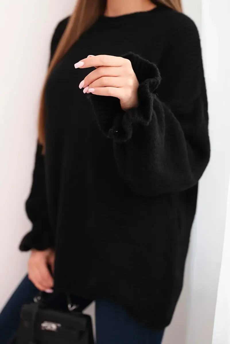 Kesi Włoski Dámský svetr s příměsí mohéru a vlny volného střihu černý