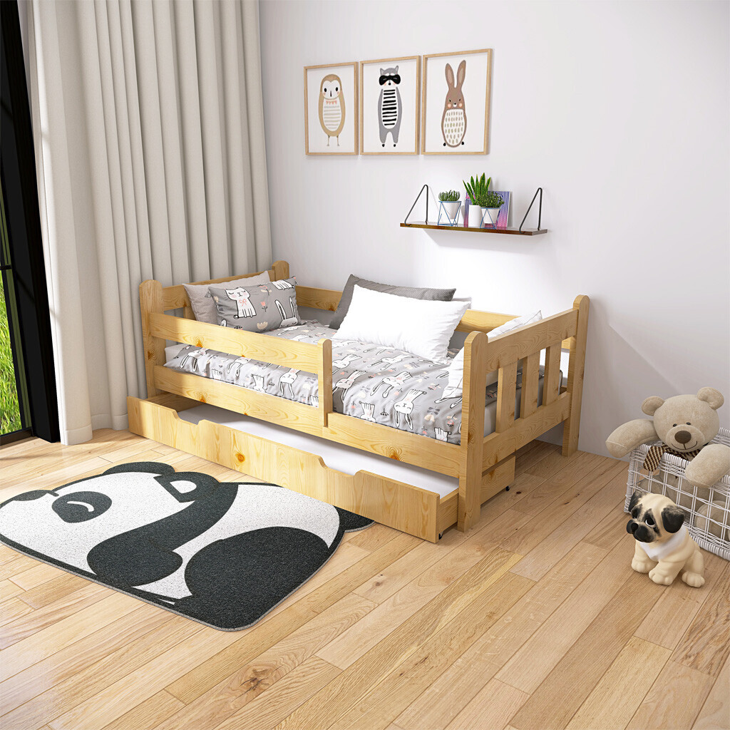 EB Dětská postel z masivu IRINA - 180x80 cm, Přírodní borovice- 2.jakost