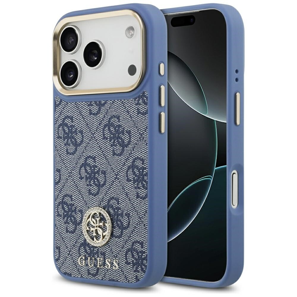 Guess Hardcase 4G Strass Logo MagSafe iPhone 17 Pro modrá