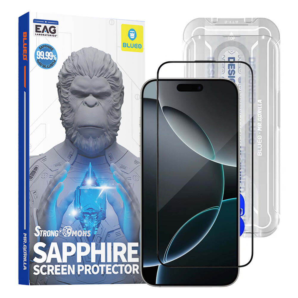 Blueo Premium Sapphire Nepraskající Poškrábání Odolné 9H Sklo iPhone 16 Pro iPhone 17 iPhone 17 Pro Černá