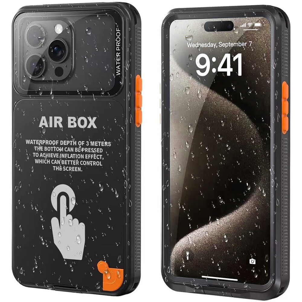 ShellBox AirBox Vodotěsný IP68 (6.7 palce) iPhone 12 Pro Max/13 Pro Max/14 Pro Max/15 Pro Max/16 Pro Max/15+/16+ černá