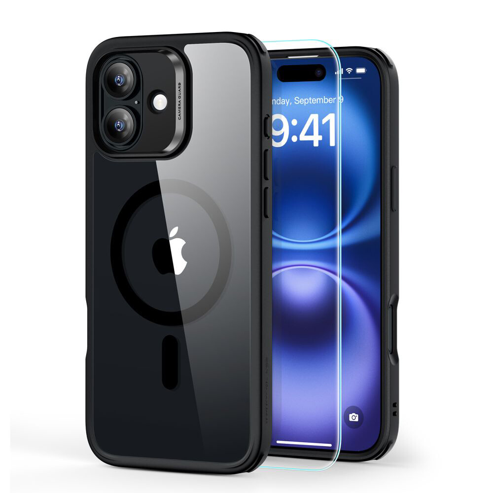 ESR Classic Hybrid HaloLock s ochranou displeje iPhone 16 Plus čirý černý