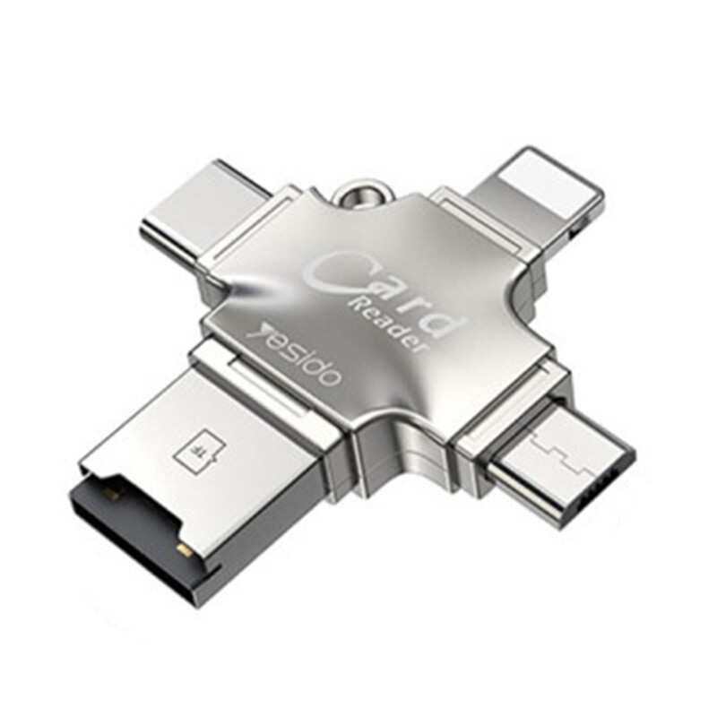 Yesido Čtečka adaptér GS13 MicroSD USB Type-C Lightning Stříbrná
