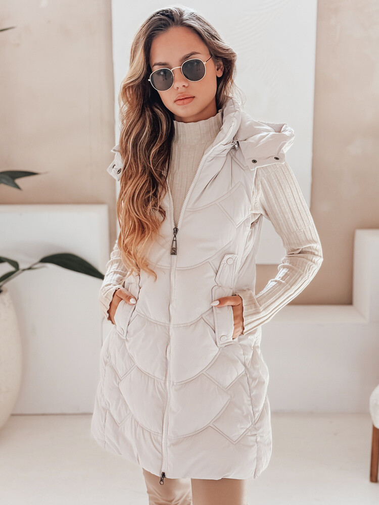 Dámská prošívaná vesta s kapucí