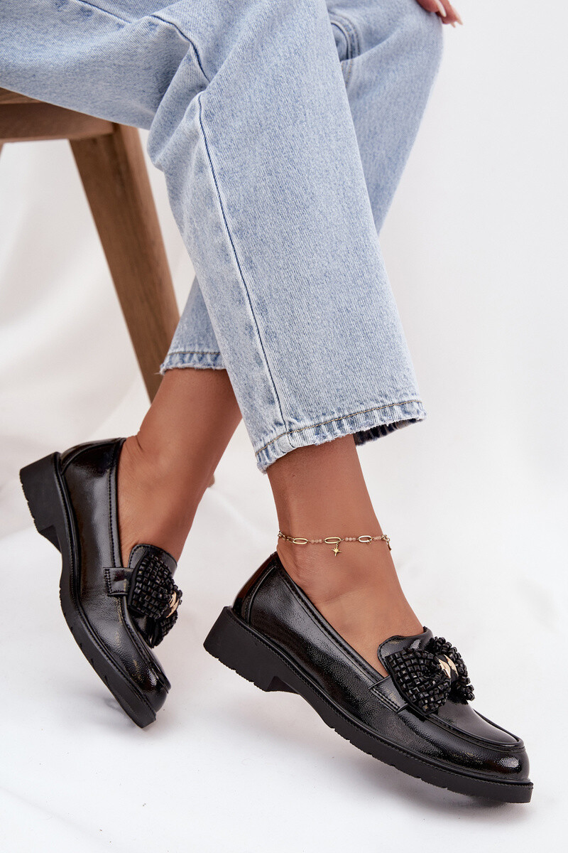 D&A Lakované dámské mokasyny s mašlí S.Barski