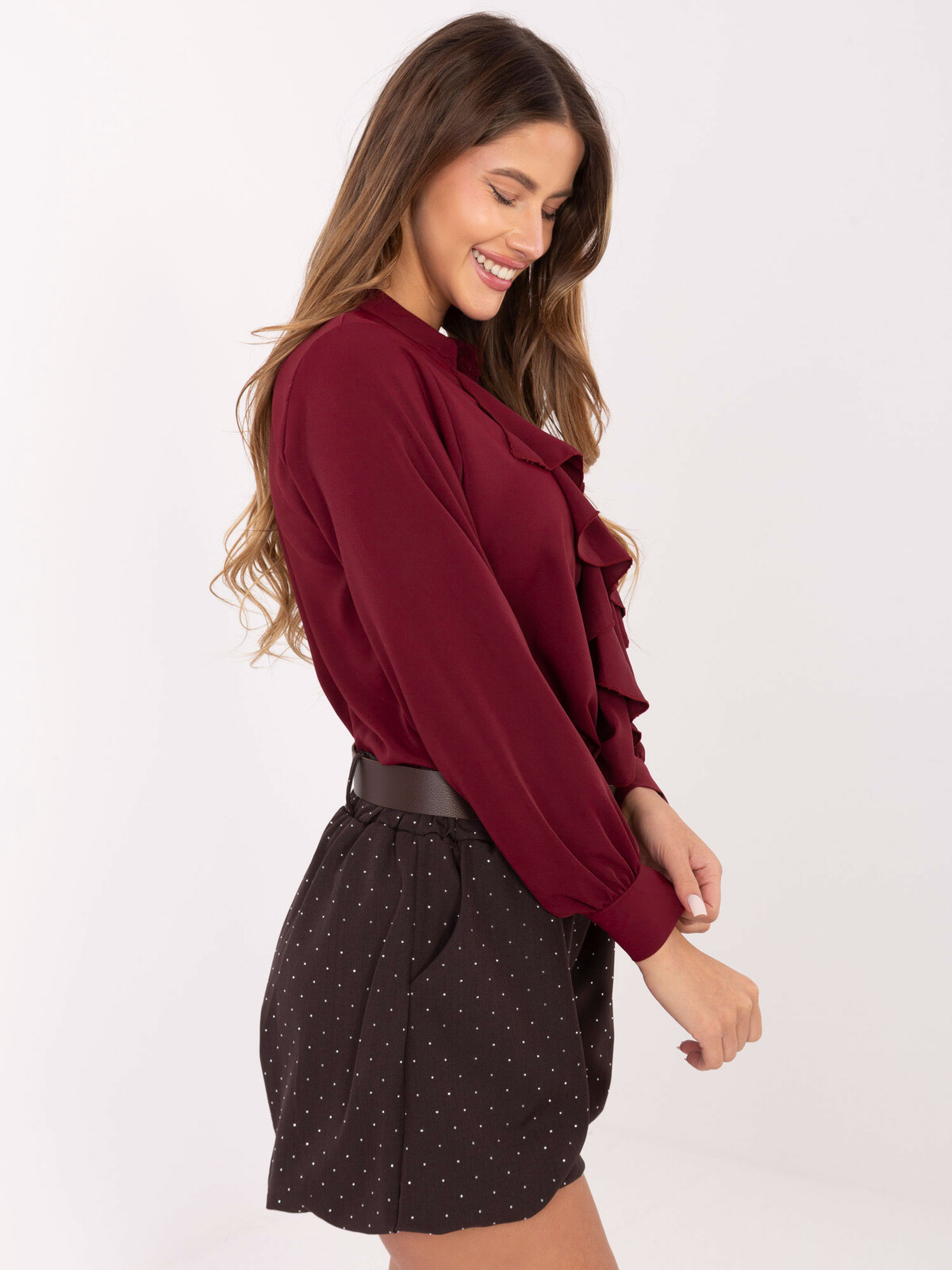 Tmavě hnědé módní kraťasy