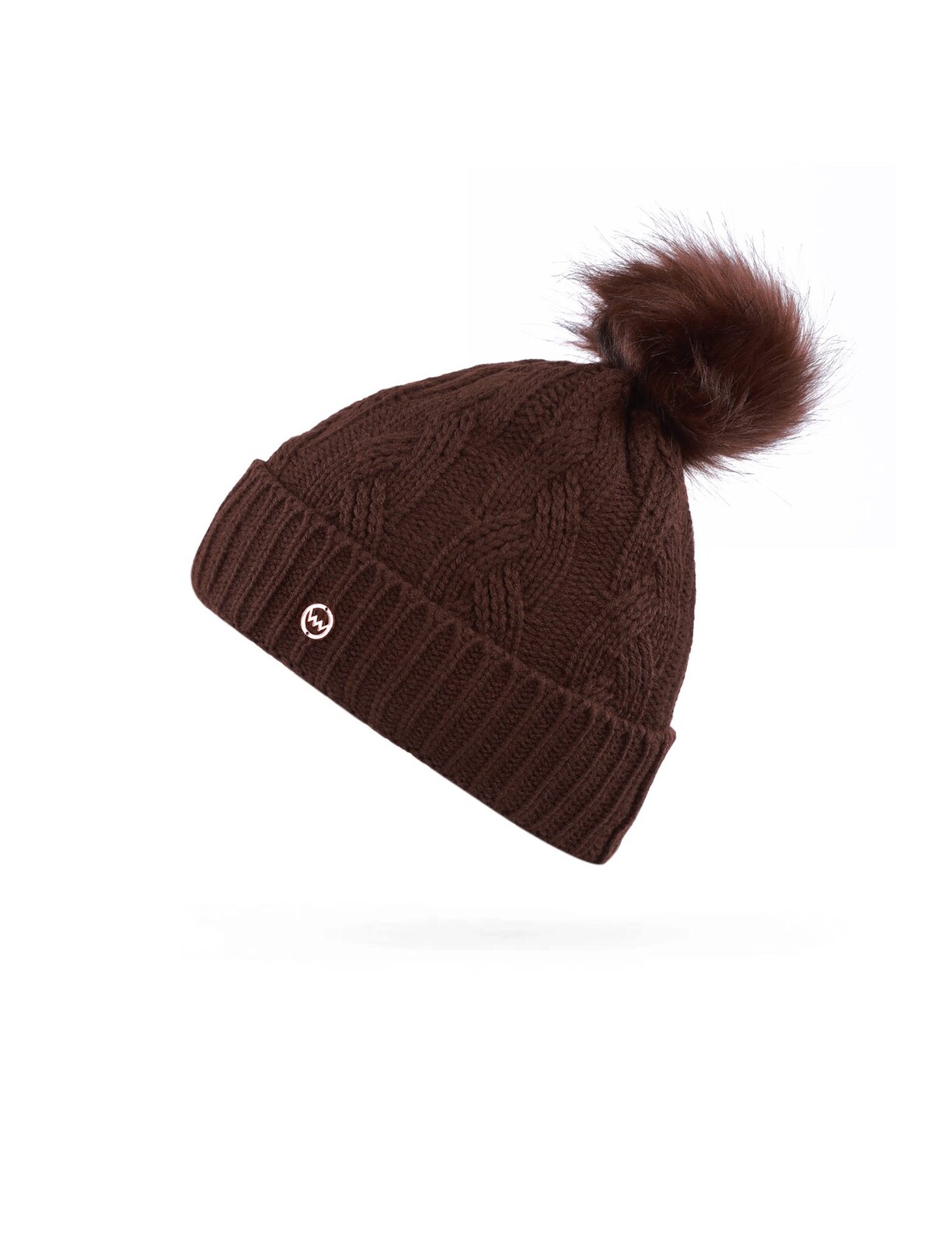 Hnědá pletená čepice Sheron s bambulí