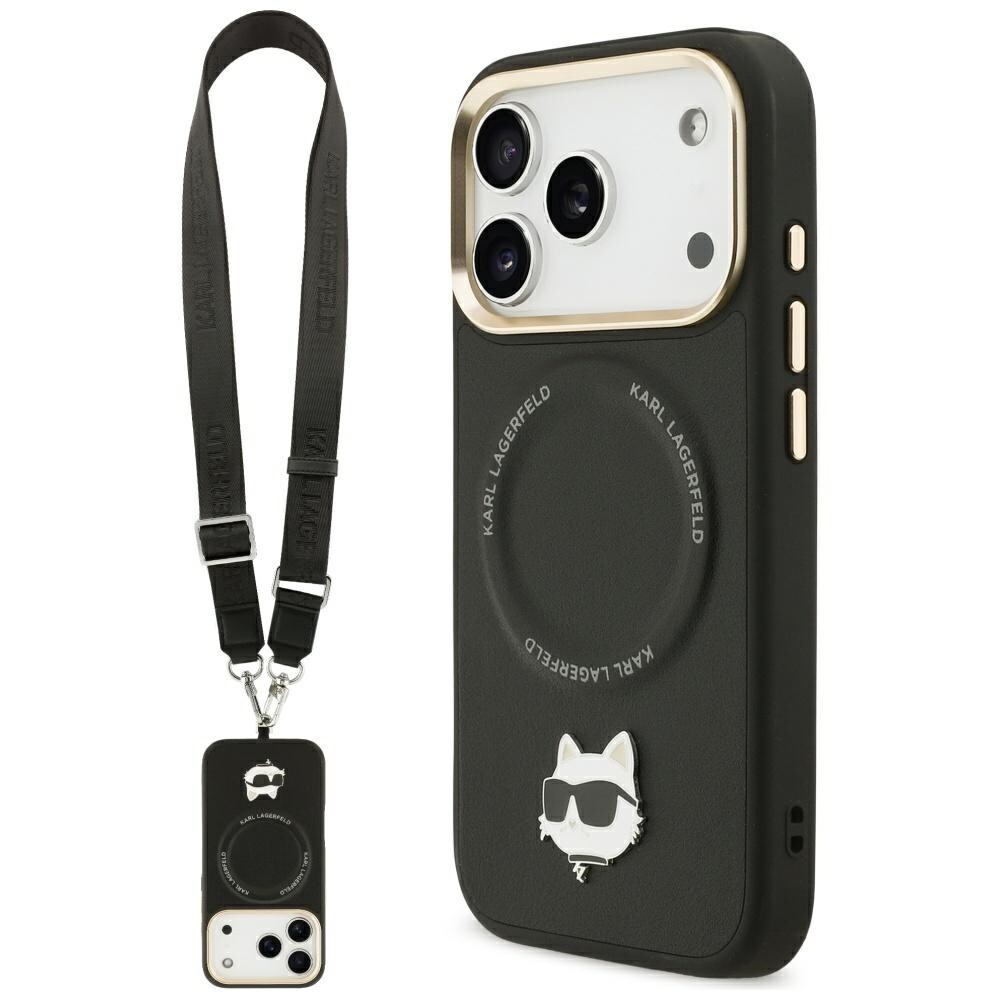 Karl Lagerfeld Hardcase Big Strap Karl Metal Logo MagSafe iPhone 17 Pro Max černá