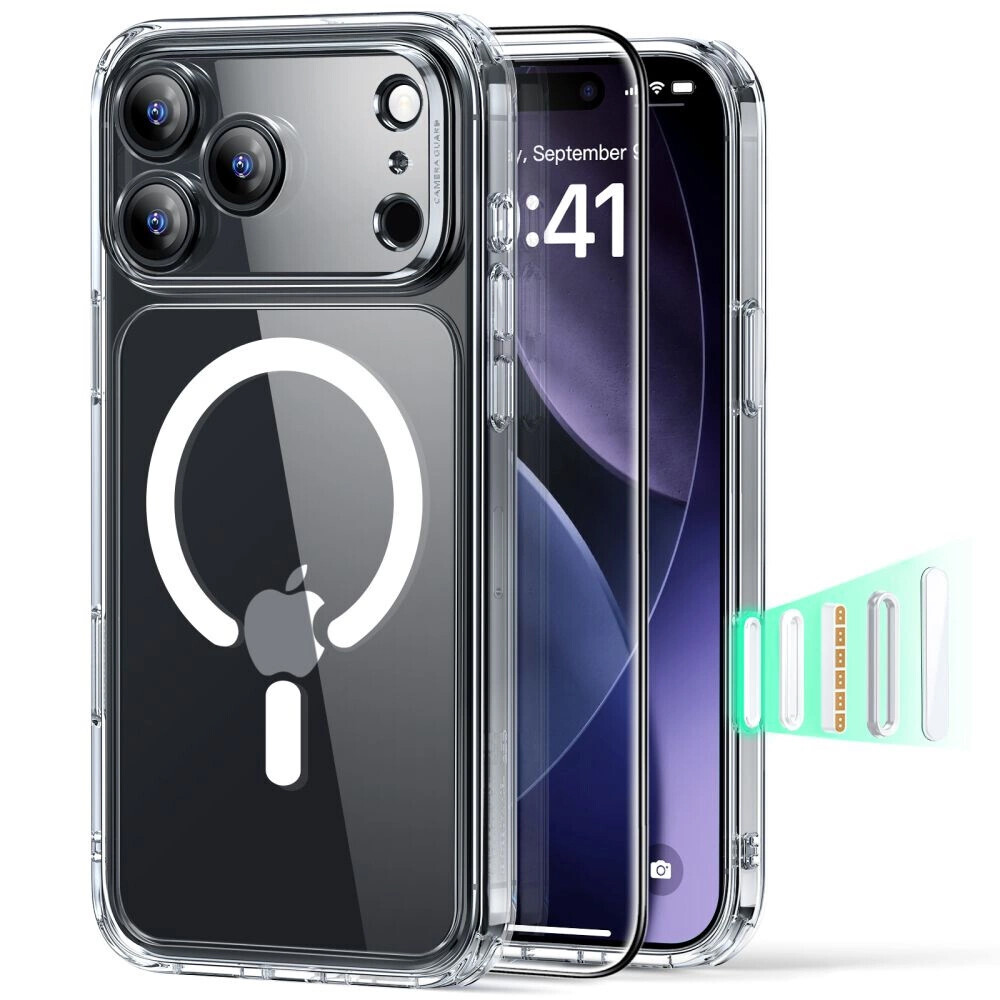 ESR Classic Hybrid HaloLock s ochranným sklem iPhone 17 Pro průhledný