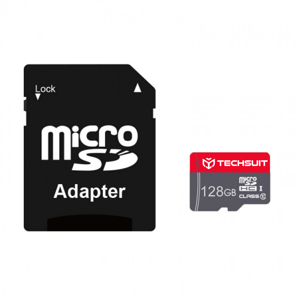 Techsuit paměťová karta THCM26 s adaptérem MicroSDHC Class 10 128GB červená